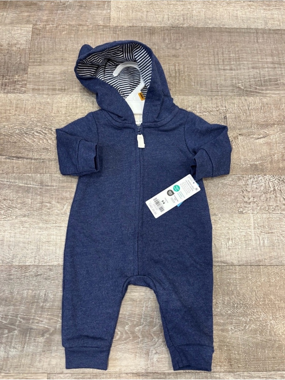 Carter's Navy Hooded Zip-Up Baby One-Piece